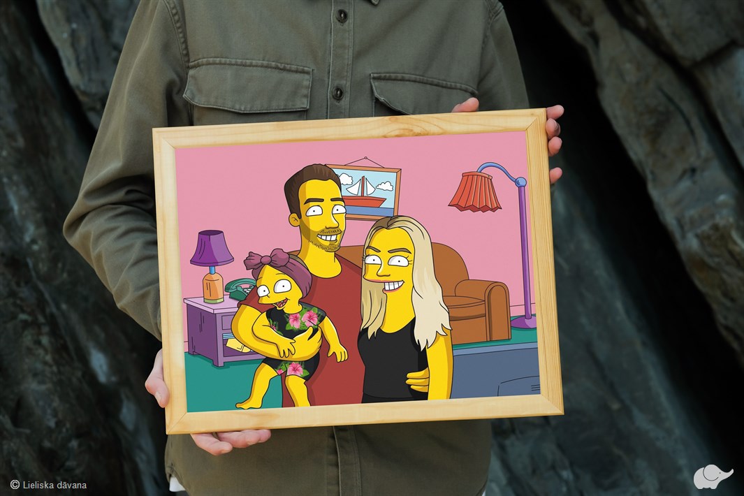 Pārvērtiet savu fotogrāfiju unikālā “Simpsonu” stila mākslas darbā uz audekla