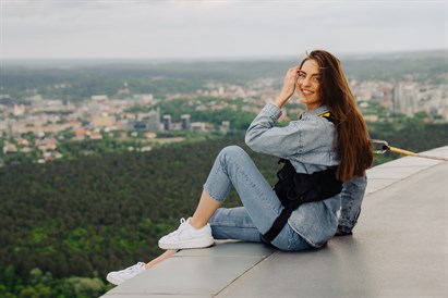 Pastaiga pa Viļņas TV torņa malu 170 m augstumā