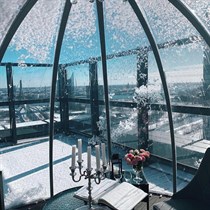 Rīgas panorāma no “Skyhouse Igloo” ar uzkodām 4 personām