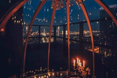 Rīgas panorāma no “Skyhouse Igloo” ar uzkodām 4 personām